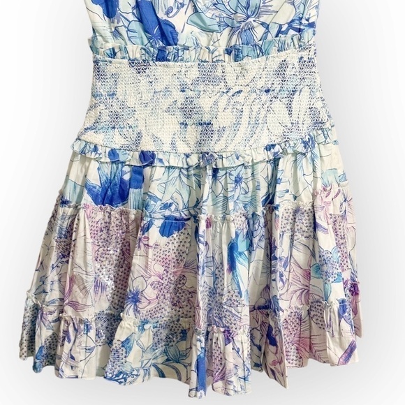 NWT Rococo Sand Amaya One Shoulder Floral Print Mini Dress, Size S, Color Blue - Picture 7 of 16